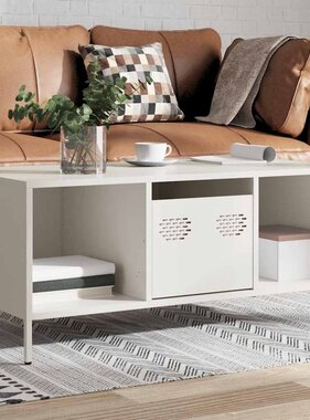 VidaXL Salontafel 101,5x50x43,5 cm koudgewalst staal wit