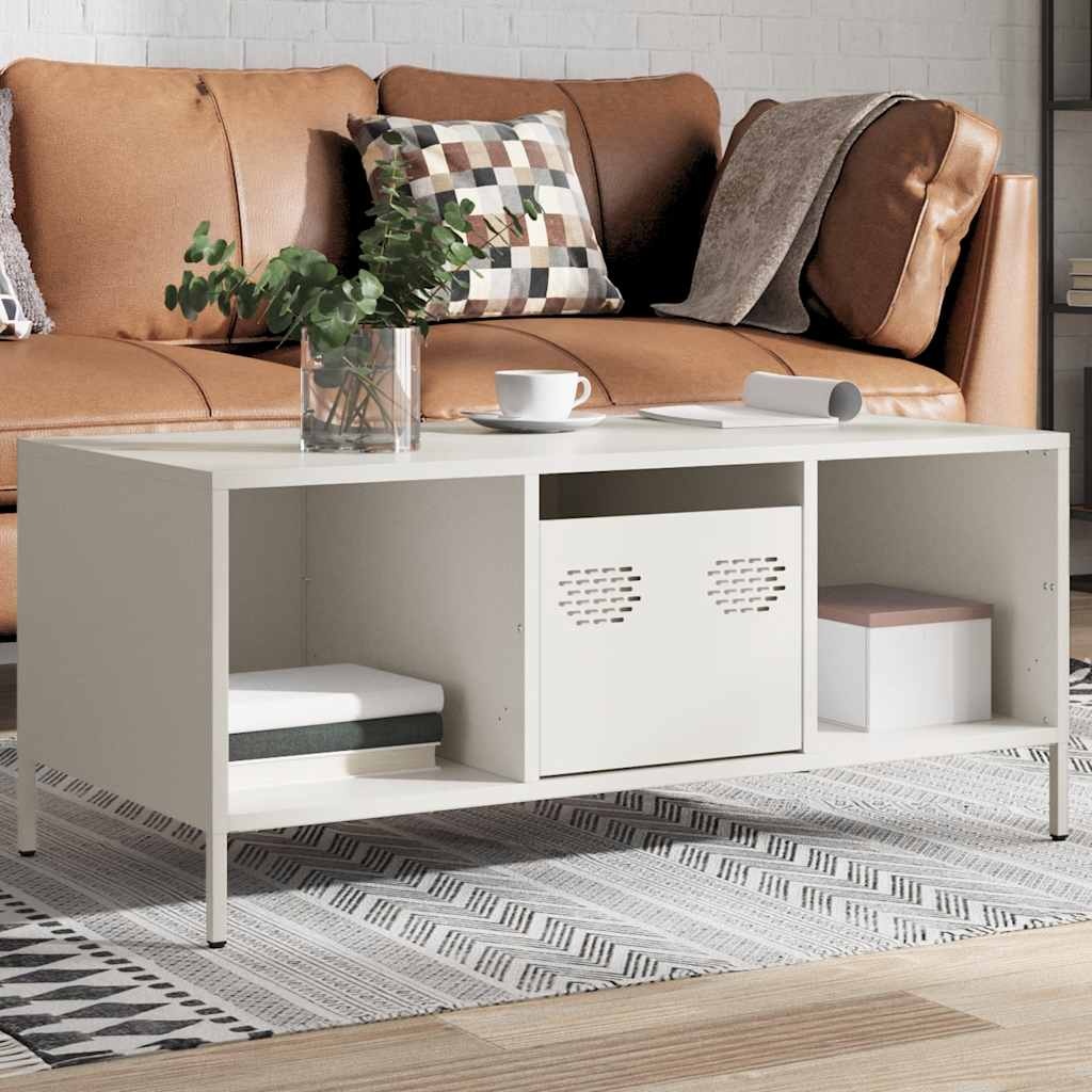 VidaXL Salontafel 101,5x50x43,5 cm koudgewalst staal wit