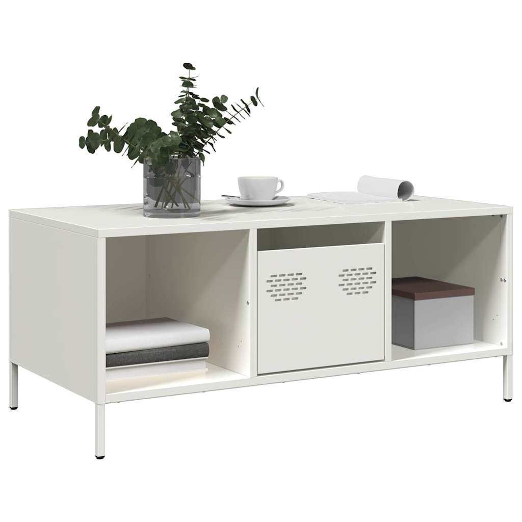 VidaXL Salontafel 101,5x50x43,5 cm koudgewalst staal wit