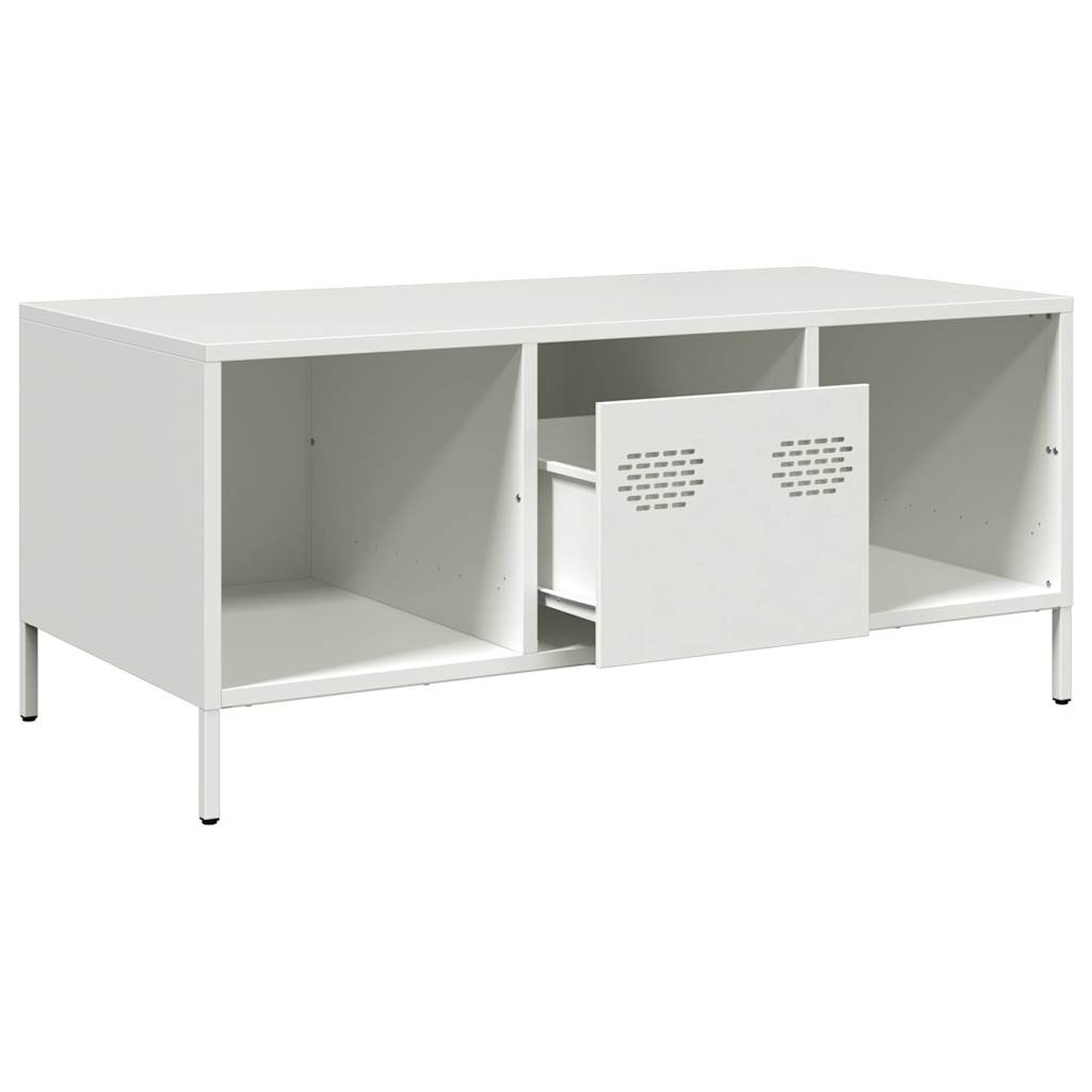 VidaXL Salontafel 101,5x50x43,5 cm koudgewalst staal wit