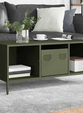 VidaXL Salontafel 101,5x50x43,5 cm koudgewalst staal olijfgroen