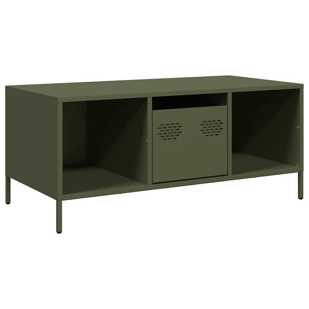 VidaXL Salontafel 101,5x50x43,5 cm koudgewalst staal olijfgroen