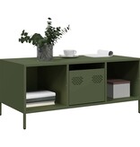 VidaXL Salontafel 101,5x50x43,5 cm koudgewalst staal olijfgroen