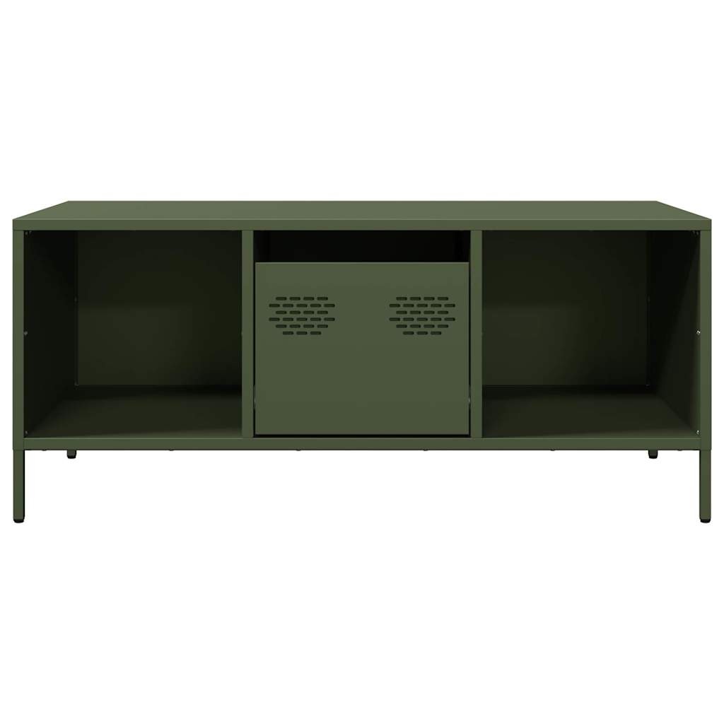 VidaXL Salontafel 101,5x50x43,5 cm koudgewalst staal olijfgroen