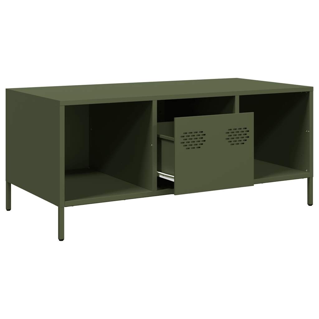 VidaXL Salontafel 101,5x50x43,5 cm koudgewalst staal olijfgroen