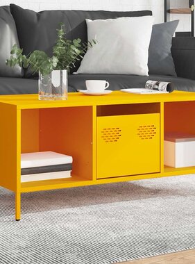 VidaXL Salontafel 101,5x50x43,5 cm koudgewalst staal mosterdgeel
