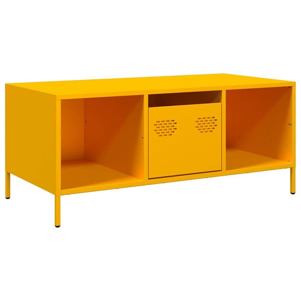 VidaXL Salontafel 101,5x50x43,5 cm koudgewalst staal mosterdgeel