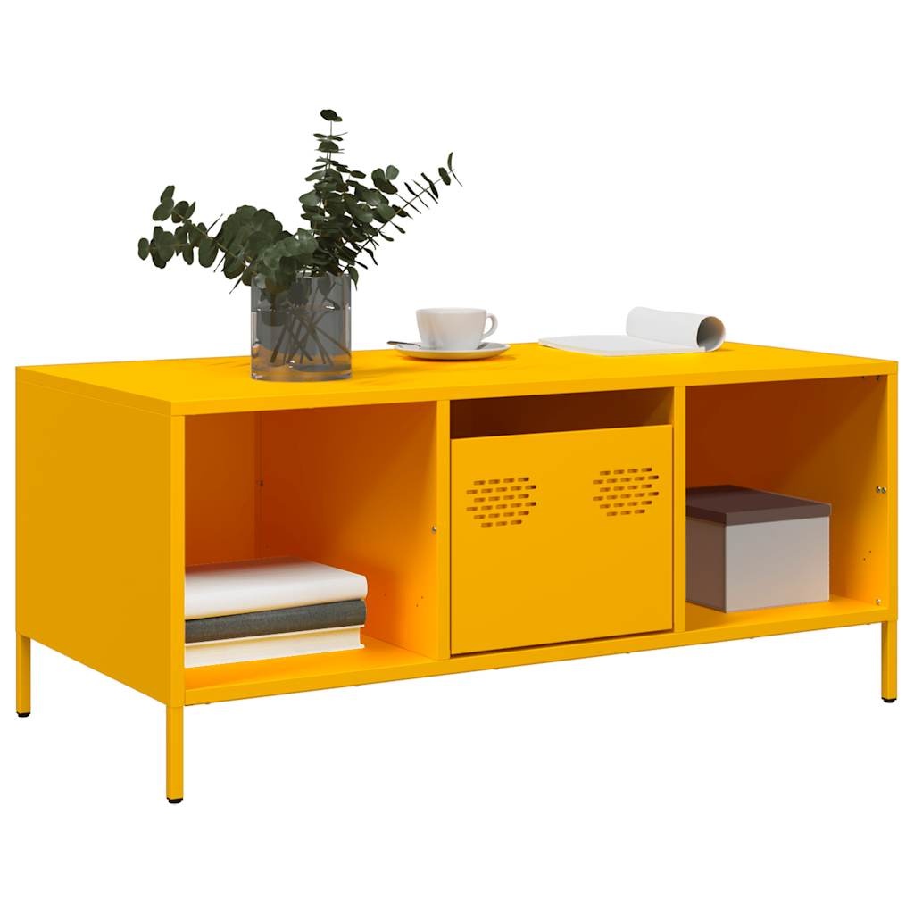 VidaXL Salontafel 101,5x50x43,5 cm koudgewalst staal mosterdgeel