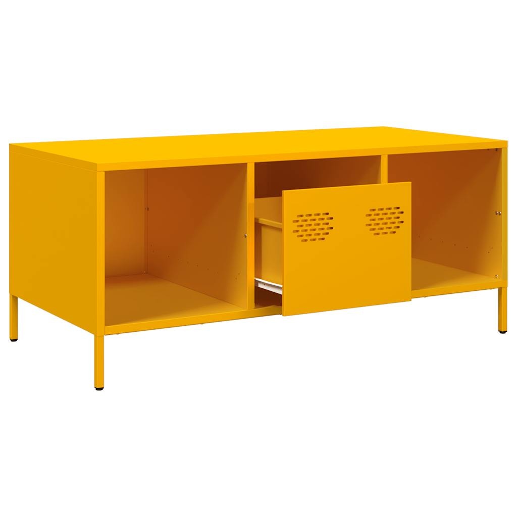 VidaXL Salontafel 101,5x50x43,5 cm koudgewalst staal mosterdgeel