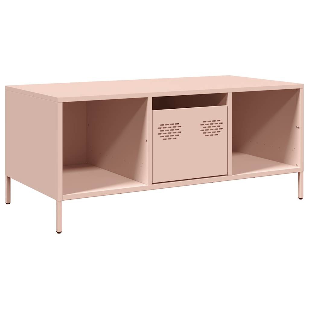VidaXL Salontafel 101,5x50x43,5 cm koudgewalst staal roze