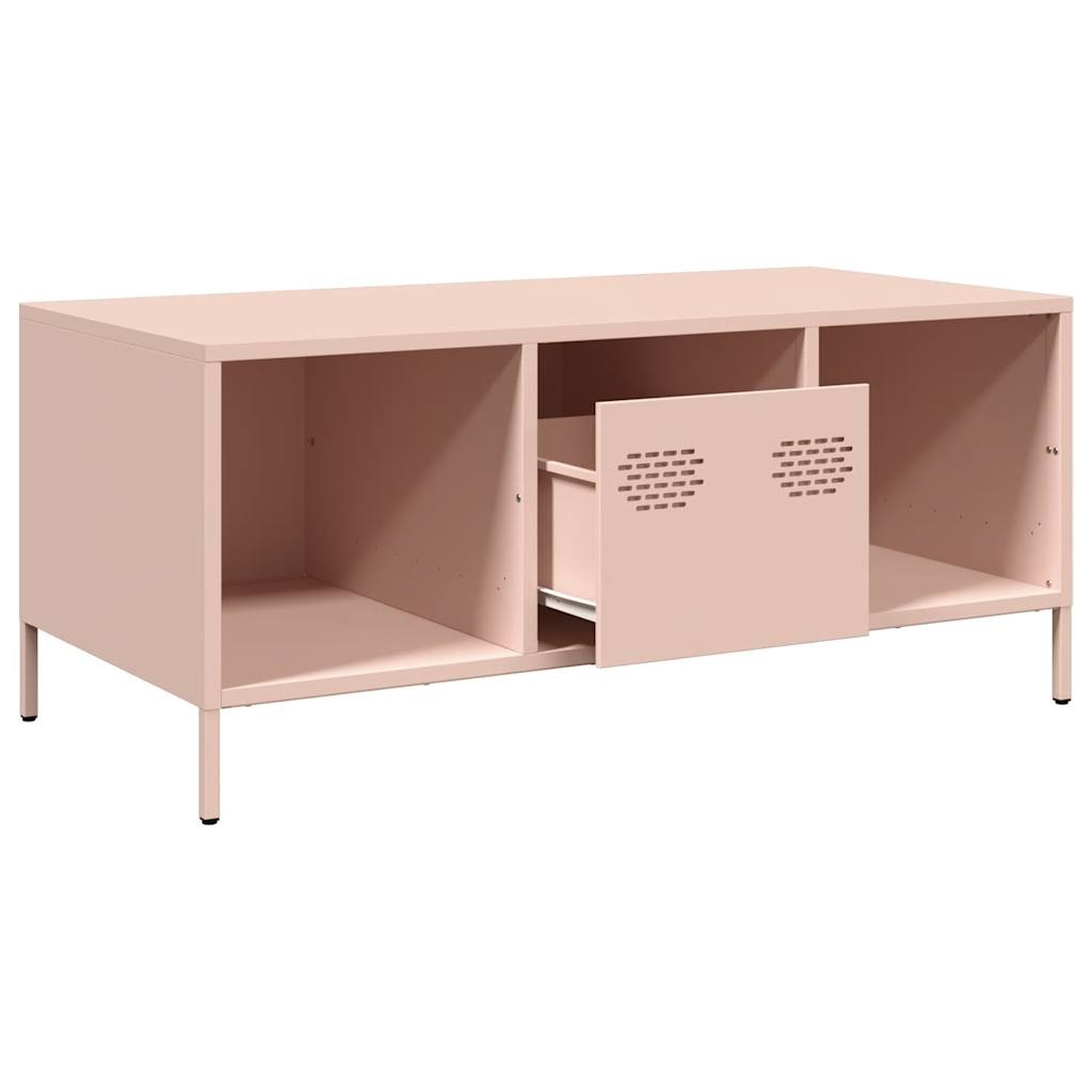 VidaXL Salontafel 101,5x50x43,5 cm koudgewalst staal roze