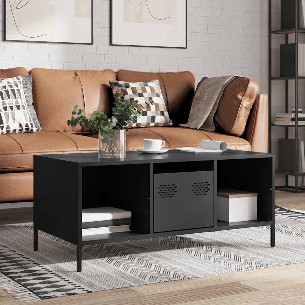 VidaXL Salontafel 101,5x50x43,5 cm koudgewalst staal zwart
