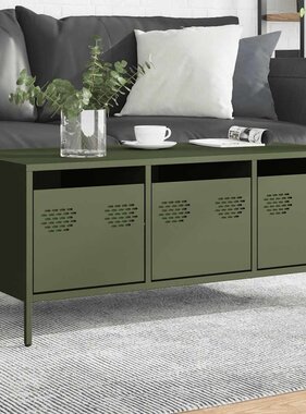 VidaXL Salontafel 101,5x50x43,5 cm koudgewalst staal olijfgroen
