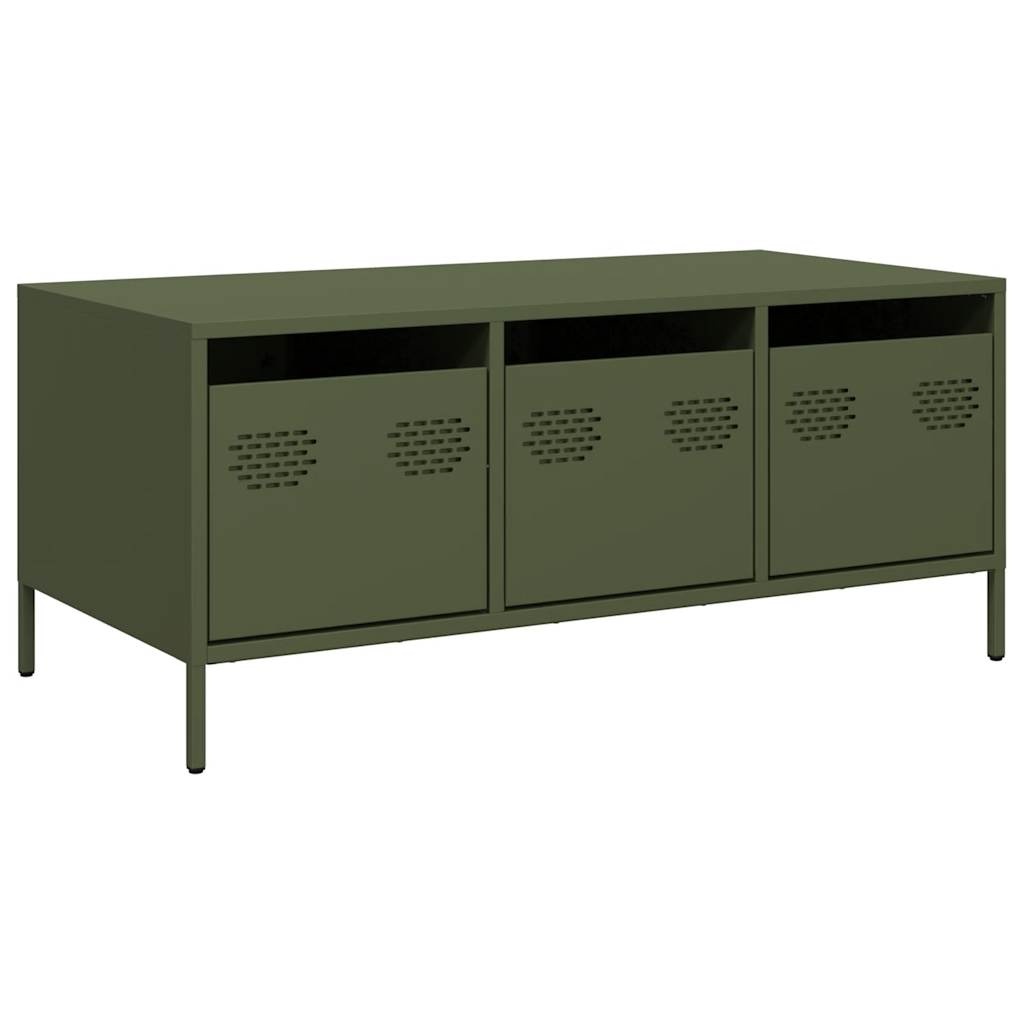 VidaXL Salontafel 101,5x50x43,5 cm koudgewalst staal olijfgroen