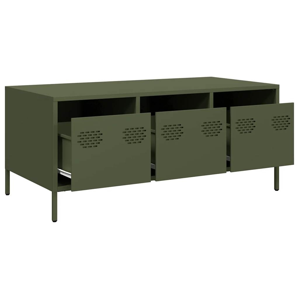 VidaXL Salontafel 101,5x50x43,5 cm koudgewalst staal olijfgroen