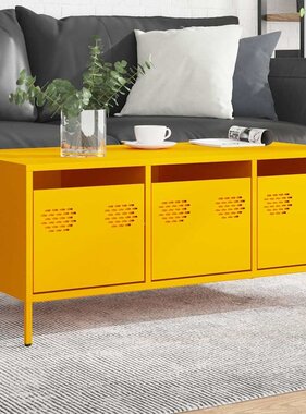 VidaXL Salontafel 101,5x50x43,5 cm koudgewalst staal mosterdgeel