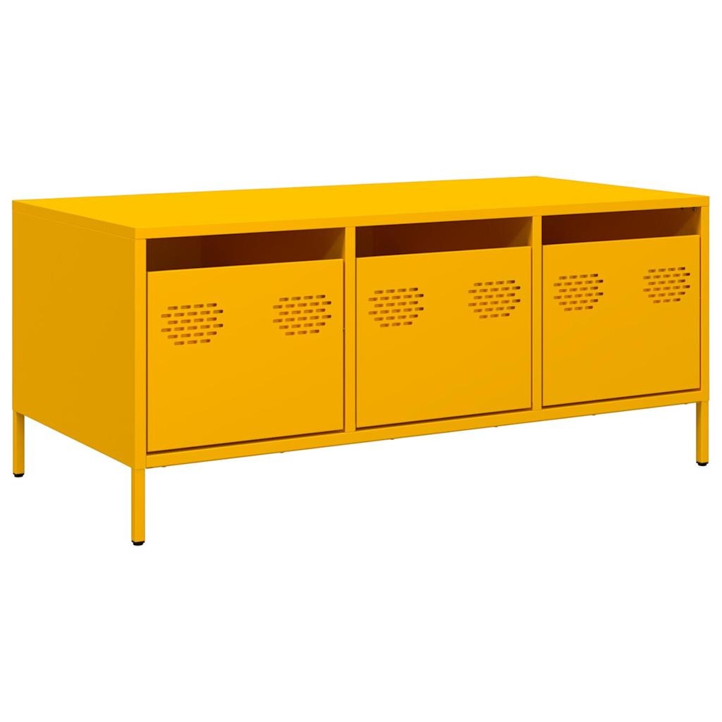 VidaXL Salontafel 101,5x50x43,5 cm koudgewalst staal mosterdgeel
