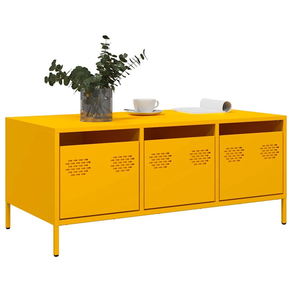 VidaXL Salontafel 101,5x50x43,5 cm koudgewalst staal mosterdgeel