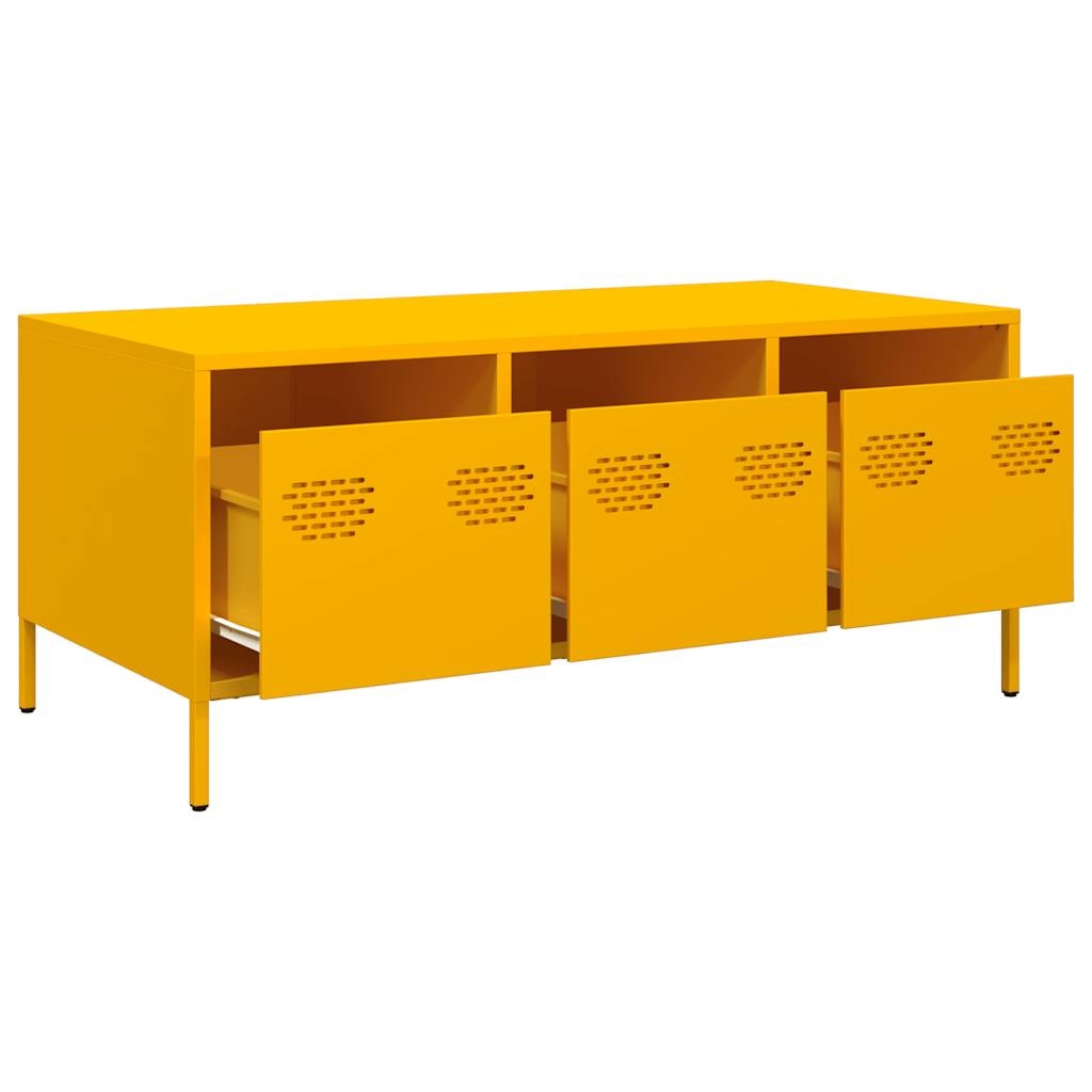 VidaXL Salontafel 101,5x50x43,5 cm koudgewalst staal mosterdgeel