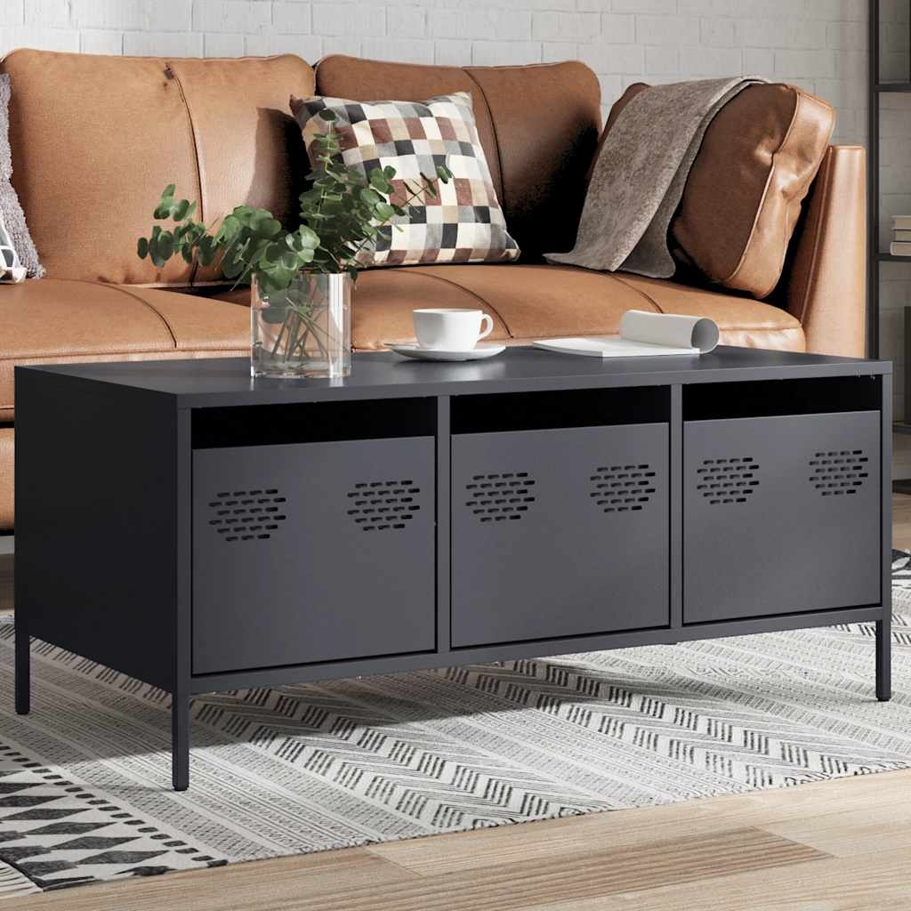 VidaXL Salontafel 101,5x50x43,5 cm koudgewalst staal antracietkleurig