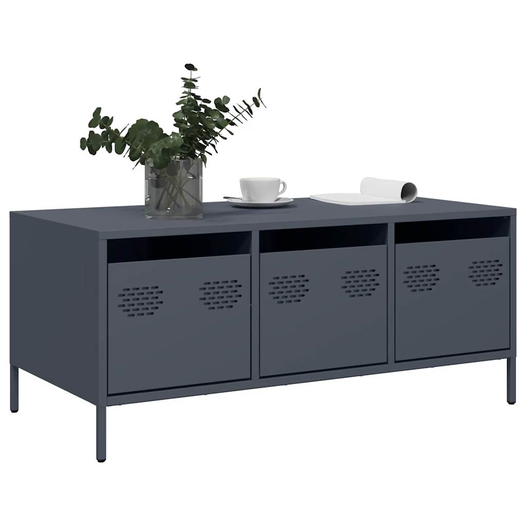 VidaXL Salontafel 101,5x50x43,5 cm koudgewalst staal antracietkleurig