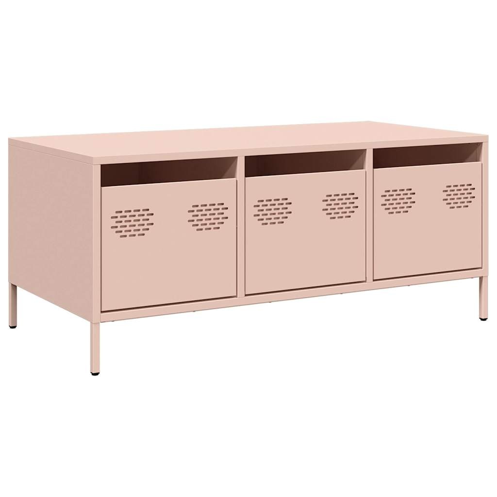 VidaXL Salontafel 101,5x50x43,5 cm koudgewalst staal roze