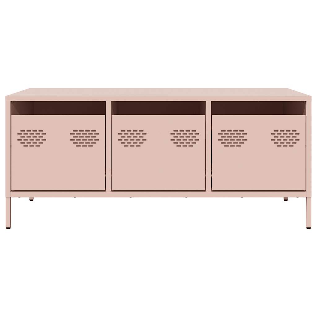 VidaXL Salontafel 101,5x50x43,5 cm koudgewalst staal roze