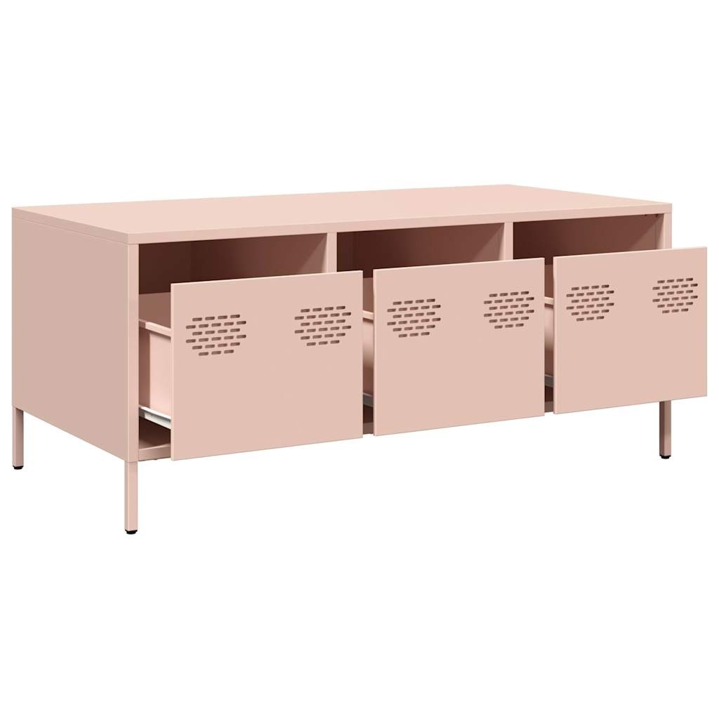 VidaXL Salontafel 101,5x50x43,5 cm koudgewalst staal roze