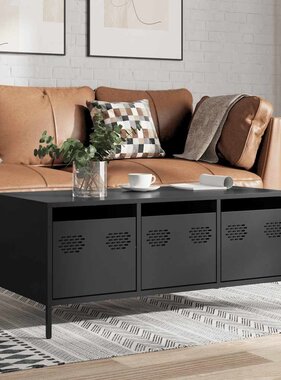 VidaXL Salontafel 101,5x50x43,5 cm koudgewalst staal zwart