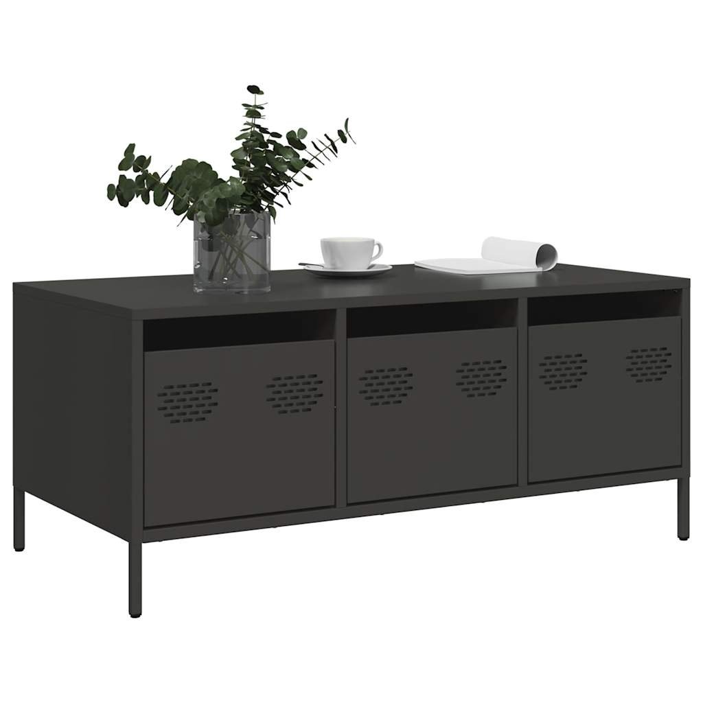 vidaXL Salontafel 101,5x50x43,5 cm koudgewalst staal zwart