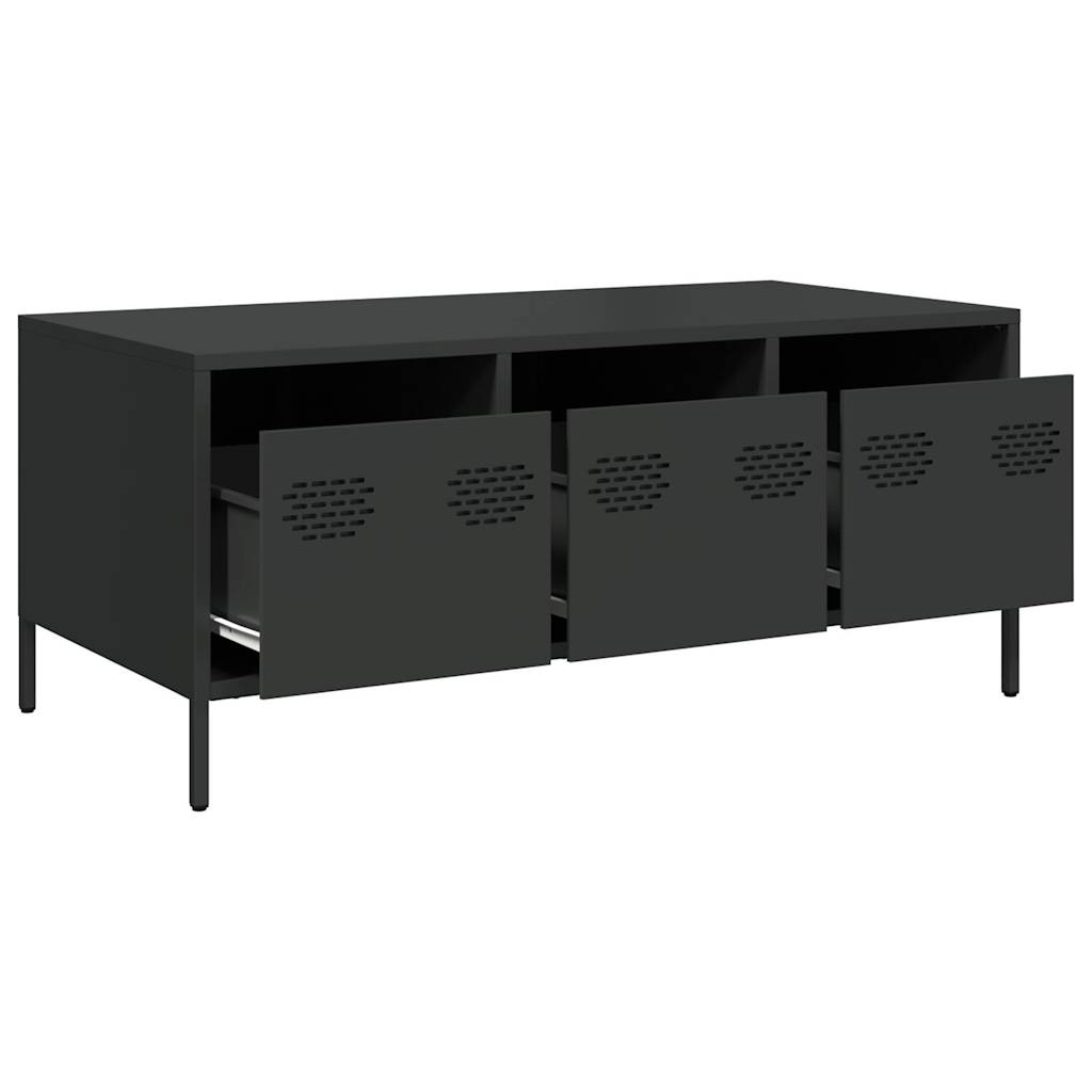 VidaXL Salontafel 101,5x50x43,5 cm koudgewalst staal zwart