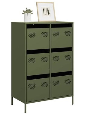 VidaXL Hoge kast 68x39x101,5 cm staal olijfgroen