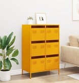 VidaXL Hoge kast 68x39x101,5 cm staal mosterdgeel