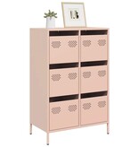 VidaXL Hoge kast 68x39x101,5 cm staal roze