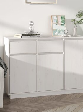 VidaXL Dressoir 110x34x75 cm massief grenenhout wit