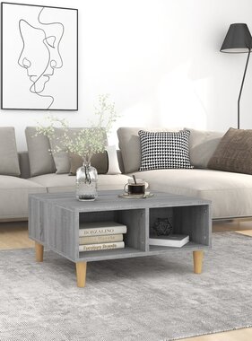 VidaXL Salontafel 60x60x30 cm bewerkt hout grijs sonoma eikenkleurig