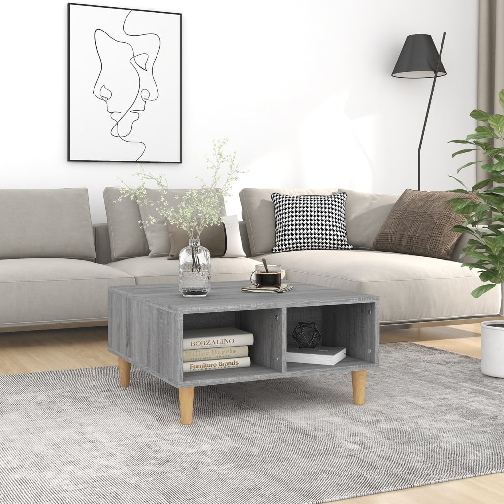 VidaXL Salontafel 60x60x30 cm bewerkt hout grijs sonoma eikenkleurig