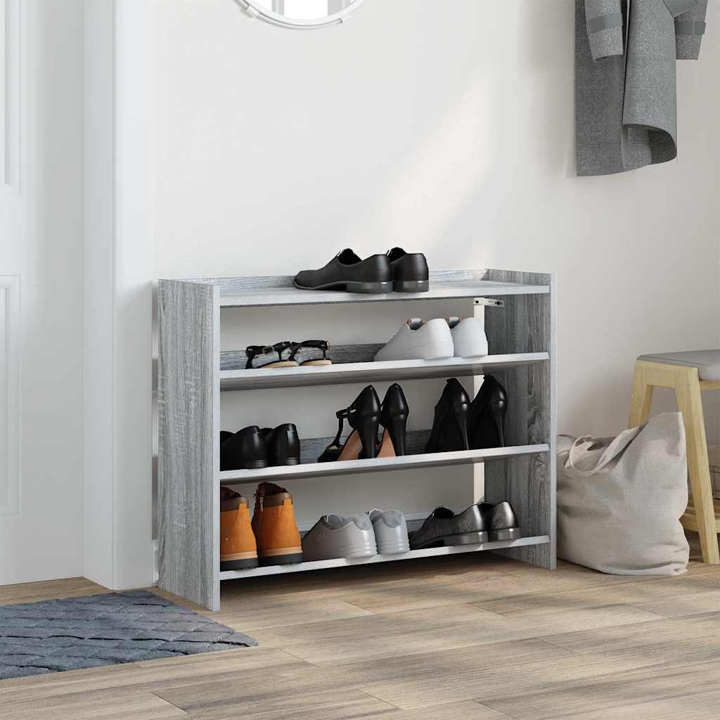VidaXL Schoenenrek 80x25x61,5 cm bewerkt hout grijs sonoma eikenkleur