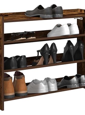 VidaXL Schoenenrek 80x25x61,5 cm bewerkt hout gerookt eikenkleurig