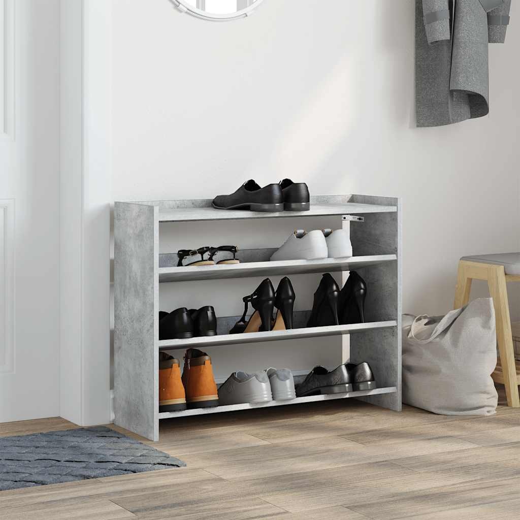 VidaXL Schoenenrek 80x25x61,5 cm bewerkt hout betongrijs
