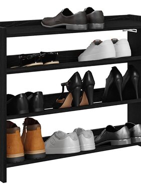 VidaXL Schoenenrek 80x25x61,5 cm bewerkt hout zwart