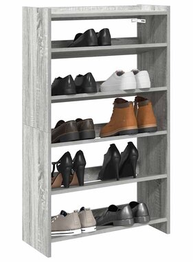 VidaXL Schoenenrek 60x25x100 cm bewerkt hout grijs sonoma eikenkleurig