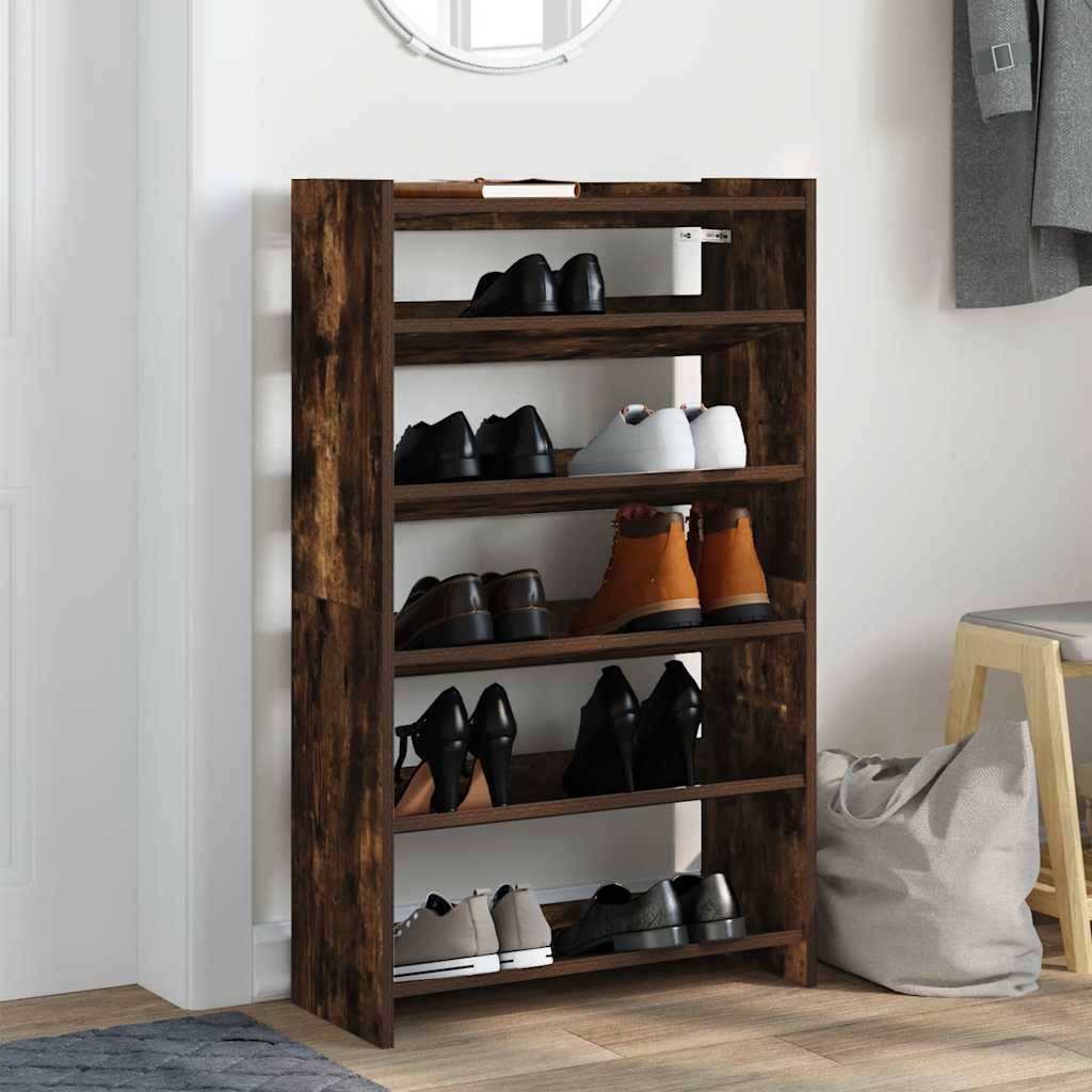 VidaXL Schoenenrek 60x25x100 cm bewerkt hout gerookt eikenkleurig