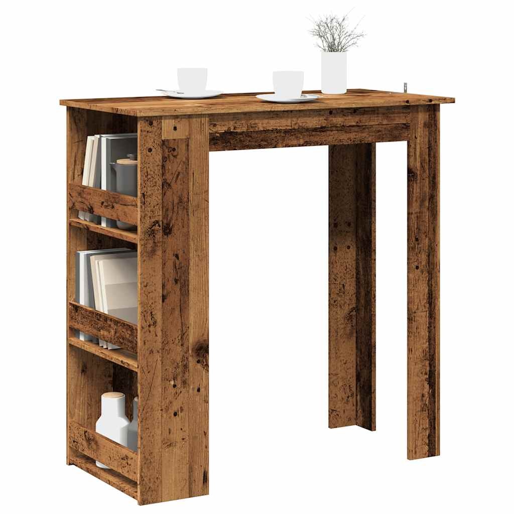 VidaXL Bartafel met opbergrek 102x50x103,5 cm oud houtkleurig