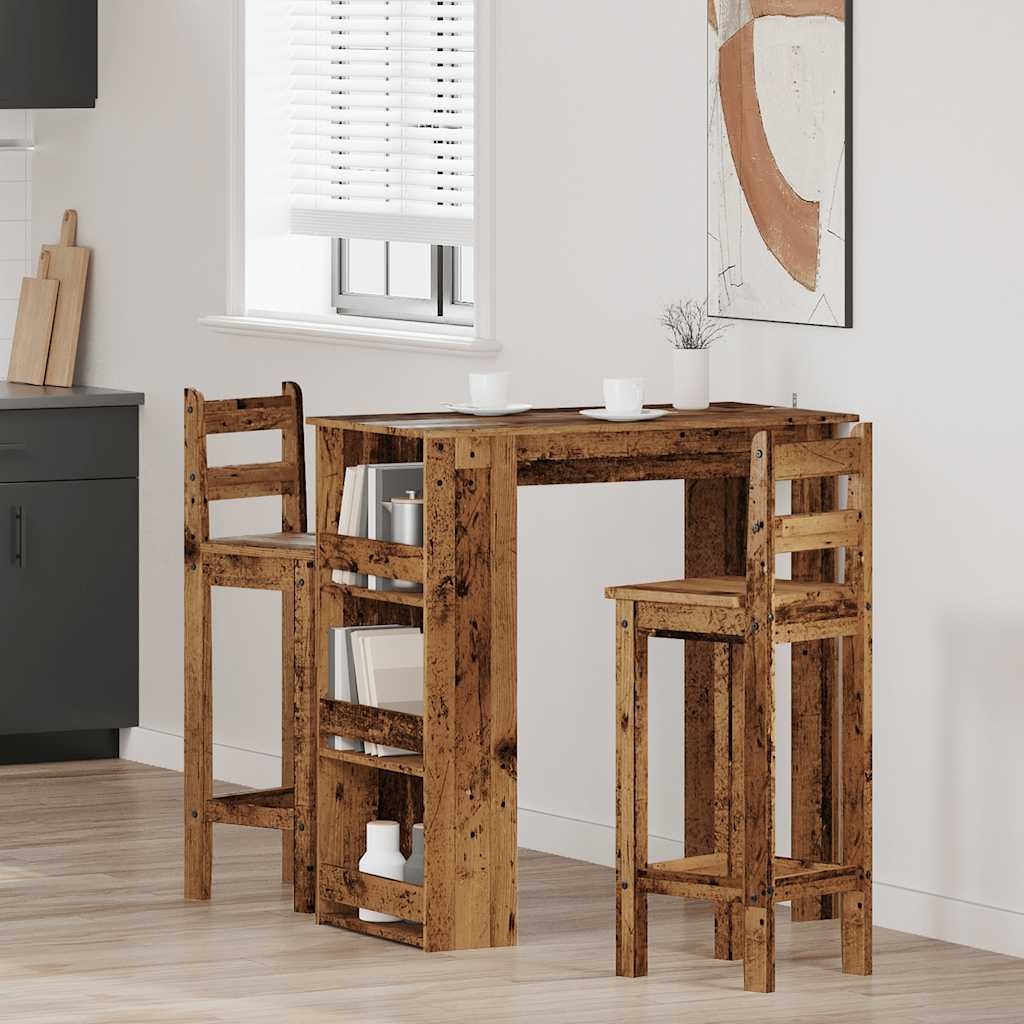 VidaXL Bartafel met opbergrek 102x50x103,5 cm oud houtkleurig