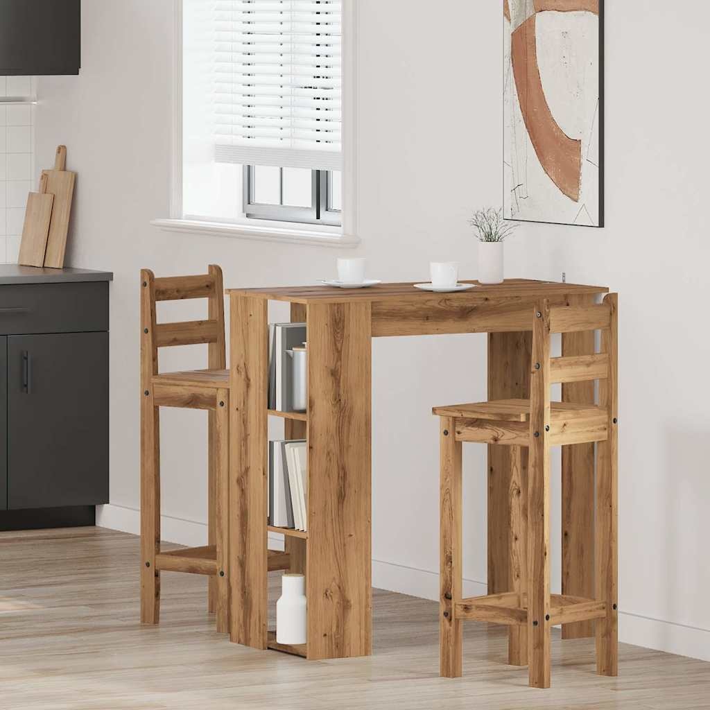 VidaXL Bartafel met schap 102x50x103,5cm bewerkt hout artisanaal eiken