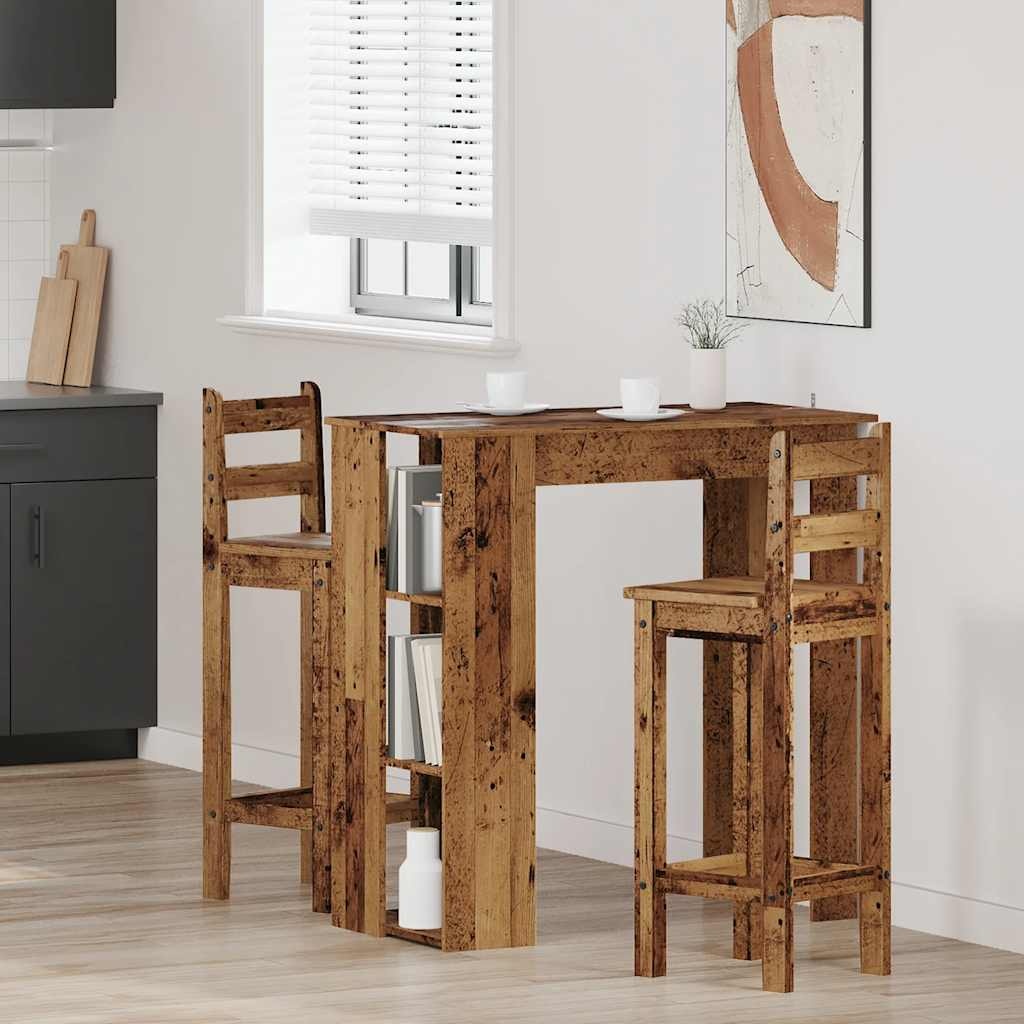 VidaXL Bartafel met schap 102x50x103,5 cm bewerkt hout oud houtkleurig