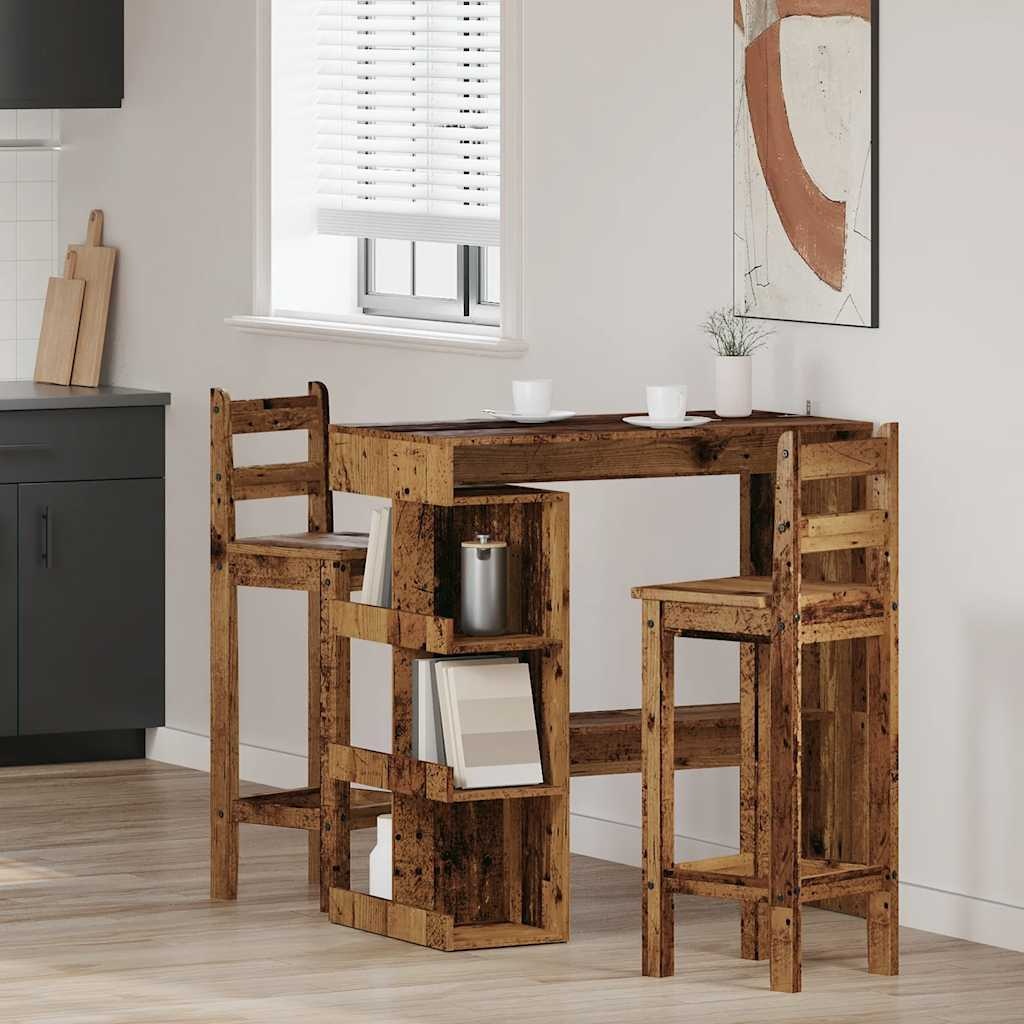 VidaXL Bartafel met opbergrek 100x48x101,5 cm oud houtkleurig