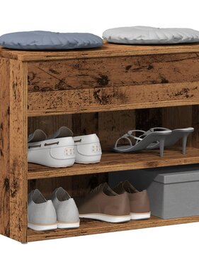 VidaXL Schoenenbank 60x30x45 cm bewerkt hout oud houtkleurig
