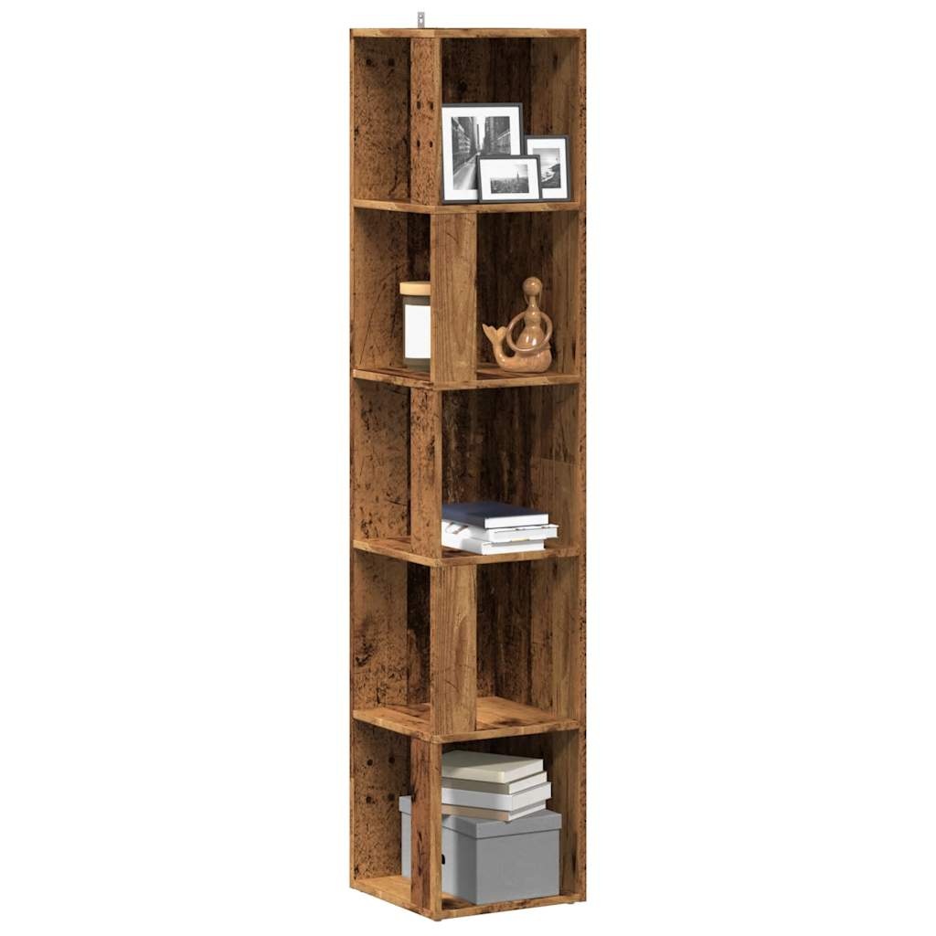 VidaXL Hoekkast 33x33x165 cm bewerkt hout oud houtkleurig